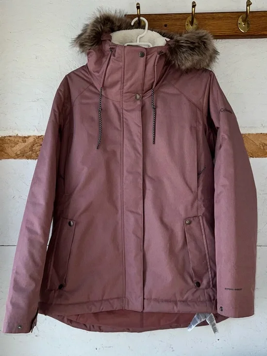 Columbia XL Women's Pink Hooded Parka with Faux-Fur Trim - Picture 2 of 5